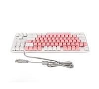 Semme Teclado Mecánico para Juegos de 87 Teclas con Interruptores Azules, Retroiluminación RGB, Cable USB, para Configuración de PC y Portátil (Azul Blanco) (Azul Blanco) (Rosado