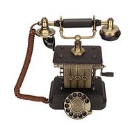 Semme Teléfono Antiguo con Cable con Dial Giratorio y Cordón de Tela, Decoración Vintage para Sala de Estar y Dormitorio