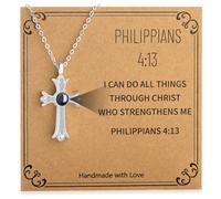 Semoya Collar de cruz para mujeres y niñas, cadena con colgante de cruz, versículo bíblico, joyería religiosa, regalo, Latón, No es una piedra preciosa
