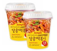 Sempio Tteokbokki Instantáneo - Topokki Coreano Dulce y Picante, 160g (Pack de 2)