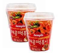 Sempio Tteokbokki Instantáneo (Topokki) - Snack Coreano Picante, Comida Callejera, 160g (Pack de 2)