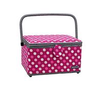 semplix costurero de tamaño L, Polka Dots (30,5 x 22,5 x 19 cm), semplix nähkästchen en moderno diseño de punto, naeh Buzón, disponible en 5 colores, Beere/Rosa, 30,5 x 22,5 x 19 cm