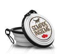 Sempre Insieme - Comedero plegable y portátil para perros con mosquetón para pasear con tus cuatro patas. Práctico, ligero y sobre todo práctico.