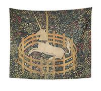 Semtomn Tapiz para colgar en la pared, medieval, vintage, caza, unicornio, cautividad, él, ella, 50 x 60 pulgadas, decoración del hogar, tapices de colchón, cortina, impresión