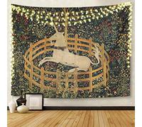 Semtomn Tapiz para colgar en la pared, medieval, vintage, caza, unicornio, cautividad, él, ella, 60 x 80 pulgadas, decoración del hogar, tapices de colchón, mantel, cortina impresa