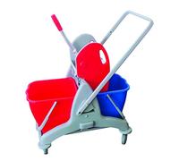 Semy - Cubo doble carrito, 2 x 15 L cubos con exprimidor de plástico - 1 artículo
