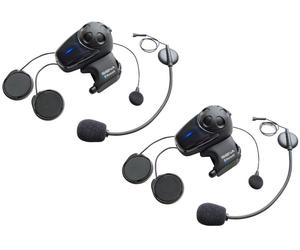 Sena SMH10 Interfono de auriculares Bluetooth con kit de micrófono universal doble, negro, Talla única