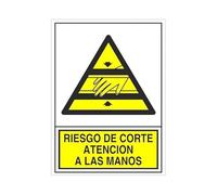 Señal 396 plast.345x245r.corte manos riesgo de corte atencion las manos