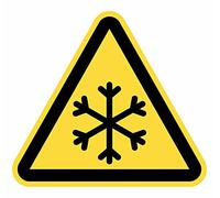 Señal Adhesiva Advertencia Riesgo Baja Temperatura 5 uds de 15 cm Pegatina Triangulo Amarillo Señalización Peligro (15 cm, Baja Temperatura)