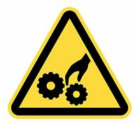 Señal Adhesiva Advertencia Riesgo de Atrapamiento 5 uds de 15 cm Pegatina Triangulo Amarillo Señalización Peligro (15 cm, Atrapamiento)