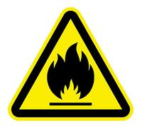 Señal Adhesiva Advertencia Riesgo Materias Inflamables 15 uds de 4 cm Pegatina Triangulo Amarillo Peligro (4 cm, Materias Inflamables)