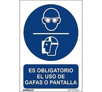 Señal Adhesiva Es Obligatorio El Uso De Gafas o Pantalla Adhesivo de Vinilo 10x15 cm - RD26618 | NORMALUZ