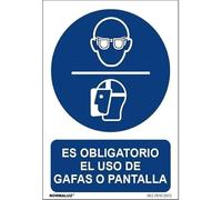 Señal Adhesiva Es Obligatorio El Uso De Gafas o Pantalla Adhesivo de Vinilo 15x20 cm - RD25618 | NORMALUZ