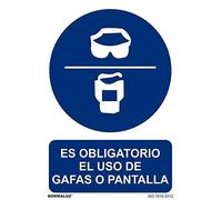 Señal Adhesiva Es Obligatorio El Uso De Gafas o Pantalla Adhesivo de Vinilo 20X30 cm - RD20618 | NORMALUZ