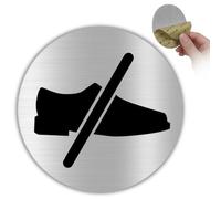 Señal Adhesiva No Zapatos - Grosor 0,8 mm - Diámetro Ø 100 mm - Aluminio - Señal Prohibido Calzado - Cartel Adhesivo Sin Calzado (No Zapatos)