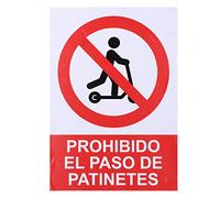 NORMALUZ 9016 SEÑAL Adhesiva Prohibido Acceder con Patinete 21X30CM, 3600 W, Multicolor, talla única