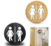 Señal Adhesiva WC Mujer & Hombre - Aluminio Señalización De Baños - Señal Aseos - Signo Baño - Cartel adhesivo WC Mujer & Hombre