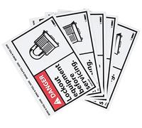 Señal ANSI NMC DGA18AP, leyenda "DANGER - Bloquea el equipo antes de su mantenimiento" con gráfico, 12,7 cm de largo x 7,62 cm de altura, vinilo sensible a la presión, negro/rojo sobre blanco (Paquete de 5)