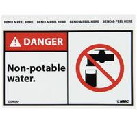 Señal ANSI NMC DGA5AP «Danger - agua no potable» con gráfico, 12,7 cm de largo x 7,62 cm de altura, vinilo sensible a la presión, negro/rojo sobre blanco (Pack de 5)