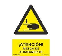 Señal ¡Atención! Riesgo de Atrapamiento, con tintas UV SEKURECO