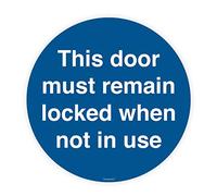 Señal autoadhesiva impermeable de vinilo con texto en inglés "Keep Door Locked", 100 mm x 100 mm, V1205