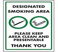 Señal autoadhesiva VSafety Designated Smoking Area/Please Keep Area Clean, 200 mm x 300 mm