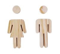 Señal Baño 2 uds/se señales de puerta baño madera maciza decoración inodoro antigua Placa señal WC autoadhesiva duradera Adecuado para restaurantes, escuelas y centros com(Color 4)