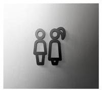 Señal Baño Placa de señal inodoro Color negro, etiqueta adhesiva acrílica 3D for puerta sala lavado, soporte for Wc, tablero señalización, arte, decoración del hogar for Hotel(11,18x11cm (5mm thick))