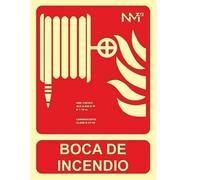 Señal Boca de Incendio | Señal homologado Boca de Incendio | Señal Luminiscente Boca de Incendio | PVC Clase B | Certificado NE 23033/1:2019 | 0,7 mm Grosor | 21 x 30 cm | Color Rojo | Luminiscente