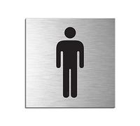 Señal Cartel Aluminio Cepillado 120x120 mm Baño Hombres No.17137-S