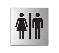 Señal Cartel Aluminio cepillado 120x120 mm Baño Hombres y Mujeres No.17135-S