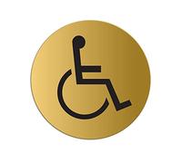Señal Cartel Placa Minusválidos Ø 75 mm Aluminio anodizado oro autoadhesivo No.39013-M