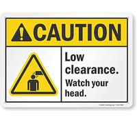 Señal "Caution - Low Clearance, Watch Your Head" por SmartSign 10" x 14" de aluminio