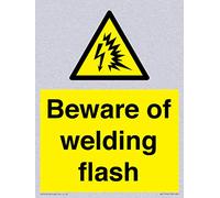 Señal con texto en inglés "Beware of Weld", 150 x 200 mm, A5P