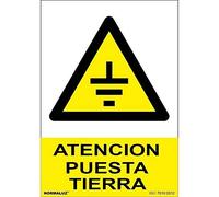 Señal con tintas UV Atención Puesta Tierra SEKURECO