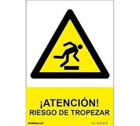 SEÑAL PELIGRO "ATENCION RIESGO DE TROPEZAR" (PVC 0.7MM) 30X40CM
