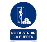 Señal con tintas UV que indica No Obstruir La Puerta SEKURECO