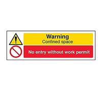 Señal "Confined Space/No Entry Without Permit" de VSafety (paquete de 3), 300mm x 100mm, 3