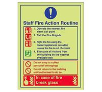 Señal de acción VSafety que brilla en la oscuridad, 150 mm x 200 mm, vinilo autoadhesivo