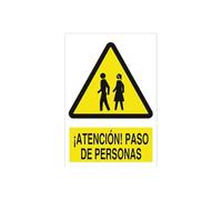 Señal de advertencia atención paso de personas. Tamaño y material a elegir.