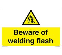 Señal de advertencia con texto en inglés "Beware of Weld", 300 x 200 mm, A4L