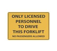 Señal de advertencia con texto en inglés "Caution Only Licensed Personnel To Drive This Forklift", señal de seguridad para exteriores, 30,5 x 20,3 cm