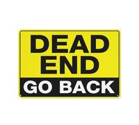 Señal de advertencia con texto en inglés "Dead End Go Back", señal de seguridad para exteriores, 30,5 x 20,3 cm