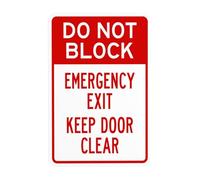 Señal de advertencia con texto en inglés "Do Not Block Emergency Exit Door Keep Clear", letreros metálicos de seguridad para puerta de negocios, hogar, exterior, interior, carretera, garaje, calle