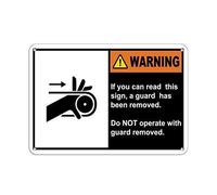 Señal de advertencia con texto en inglés "Don't Operate Machines with Guard Removed", señal de negocios de 6 x 8 pulgadas, letrero de metal de aluminio