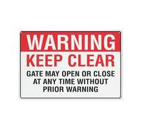 Señal de advertencia con texto en inglés «Keep Clear Gate May Open Or Close At Any Time» para exteriores, 12 x 8 pulgadas, señal para el hogar, negocios, alerta de entrada