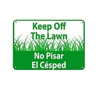 Señal de advertencia con texto en inglés "Keep Off The Lawn No Pisar El Césped Keep Off Grass Road Sign Business Sign 12X16" Aluminio Metal Tin Sign