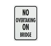 Señal de advertencia con texto en inglés "No Overtaking On Bridge", señal de seguridad para exteriores, 30,5 x 20,3 cm