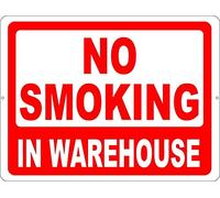 Señal de advertencia con texto en inglés "No Smoking in Warehouse Safety". Señal de carretera Señal de negocios de aluminio de 30,5 x 20,3 cm