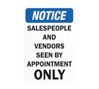 Señal de advertencia con texto en inglés "Notice Seen By Appointment Only", letreros metálicos de seguridad para visitantes para negocios, hogar, exterior, interior, carretera, garaje, calle, pared